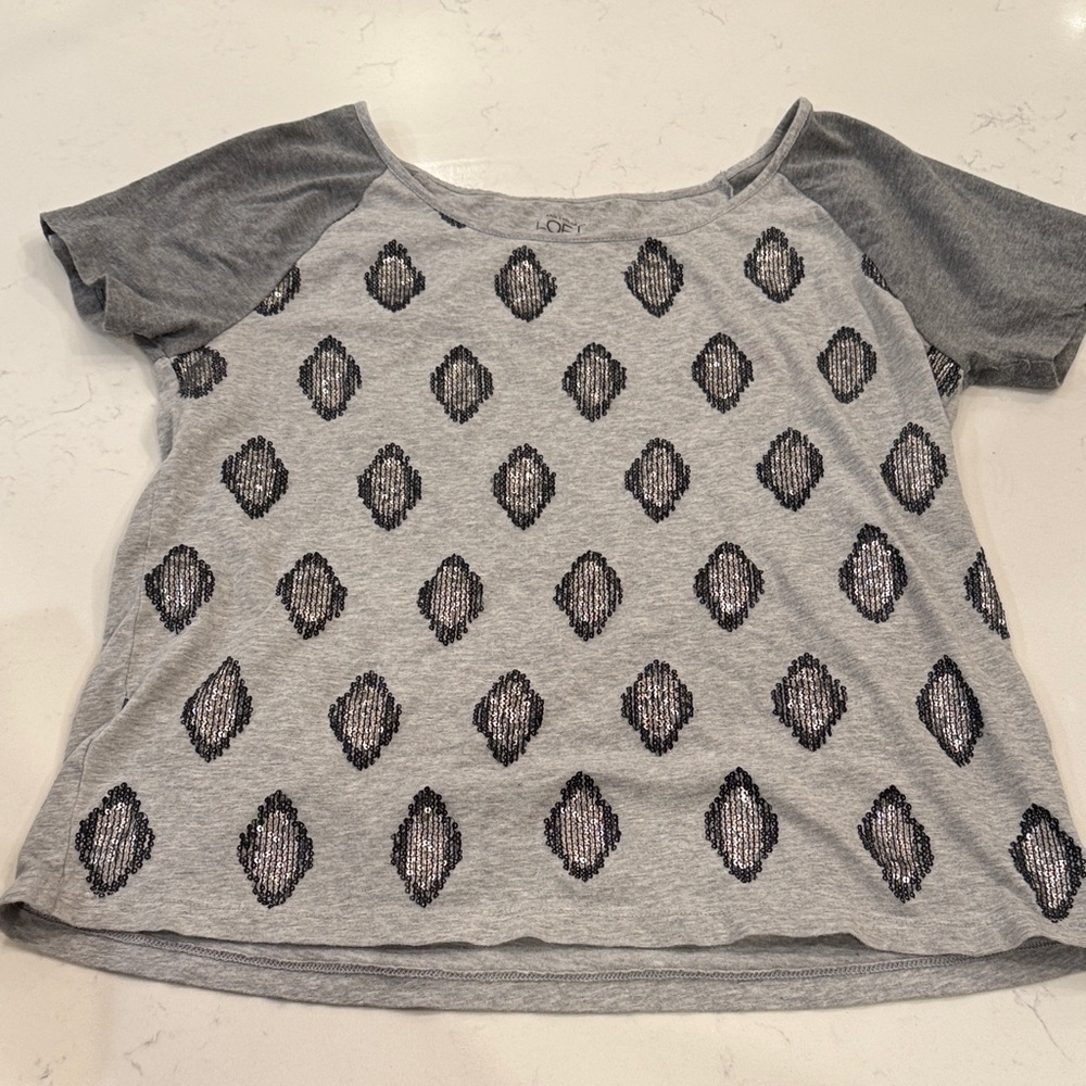 LOFT Heather Gray Short Sleeve Top